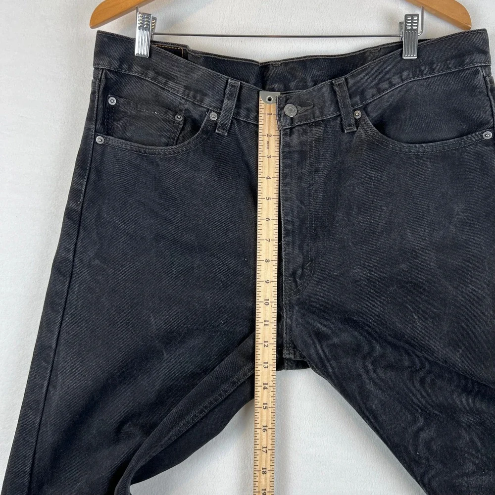 Levis 505 Jeans Mens 38x32 Regular Fit Black Denim Pants Classic‎ Casual
